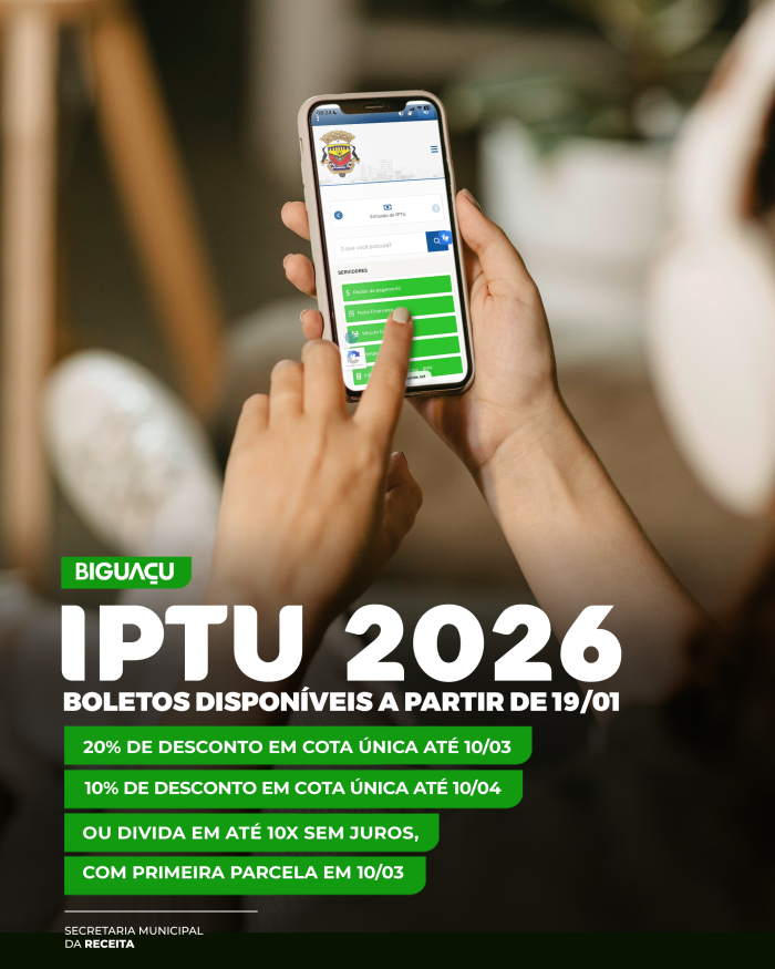 Boletos do IPTU 2026 disponíveis para emissão em Biguaçu