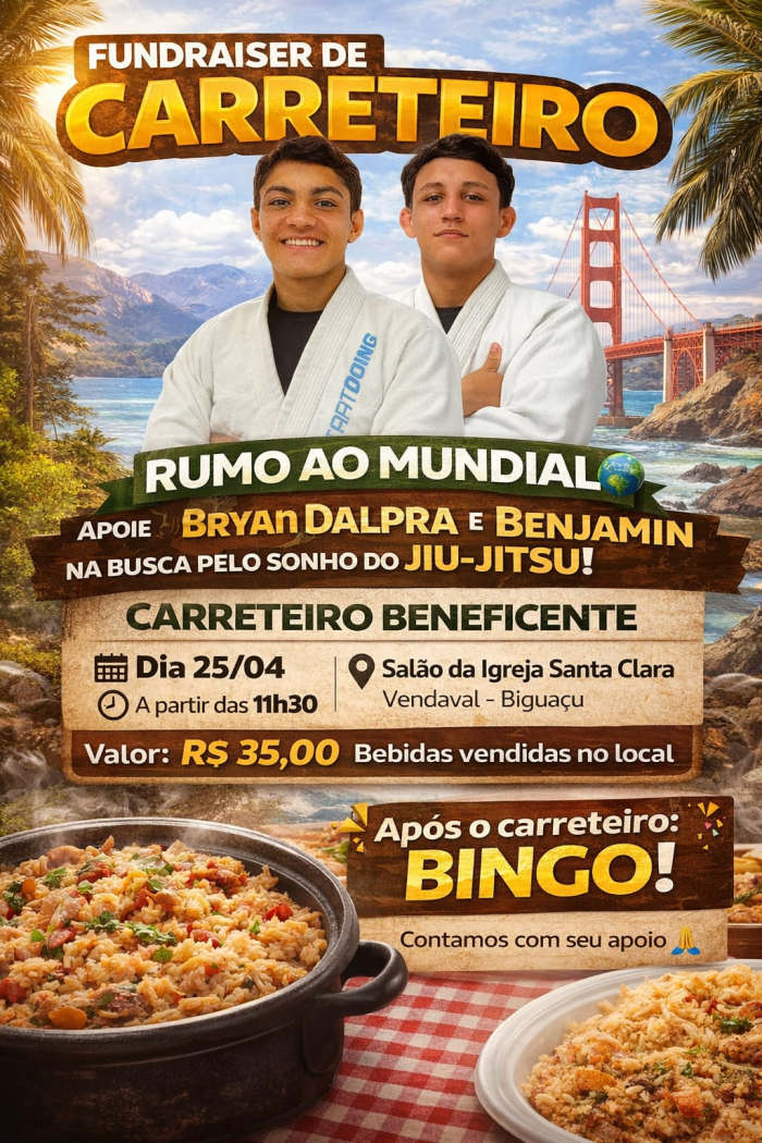Evento com carreteiro e bingo arrecada recursos para Mundial de Jiu-Jitsu