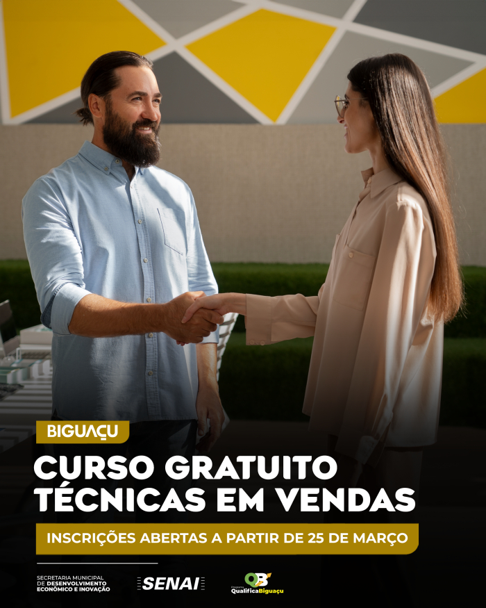 Programa Qualifica Biguaçu abre inscrições para curso gratuito de Técnicas em Vendas
