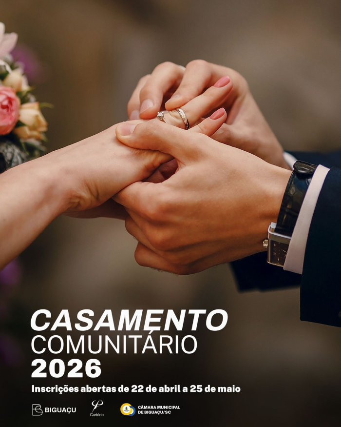 Casamento Comunitário 2026 terá inscrições abertas a partir de 22 de abril em Biguaçu