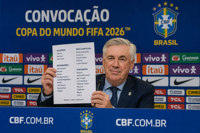 ANCELOTTI ANUNCIA CONVOCADOS DA SELEÇÃO BRASILEIRA PARA A COPA DO MUNDO 2026