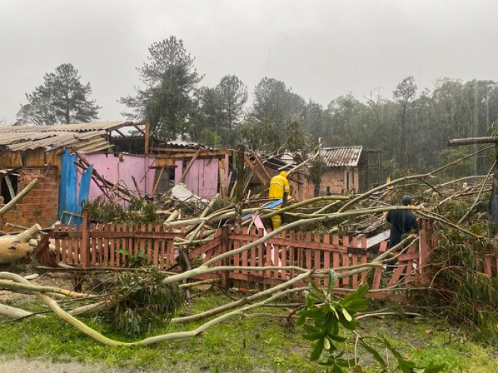 Tornado é confirmado em Três Barras após árvores arrancadas e fortes destelhamentos