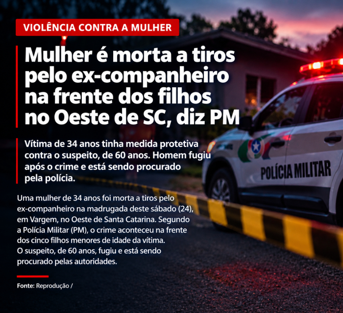Mulher é morta a tiros pelo ex-companheiro na frente dos cinco filhos no Oeste de SC